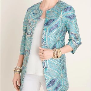 Chicos Mosaic Print Topper Jacket